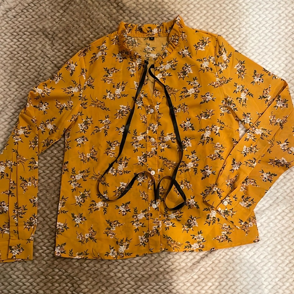 Button Up Floral Blouse Size M